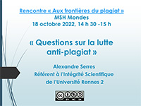 Présentation de Alexandre Serre sur le plagiat